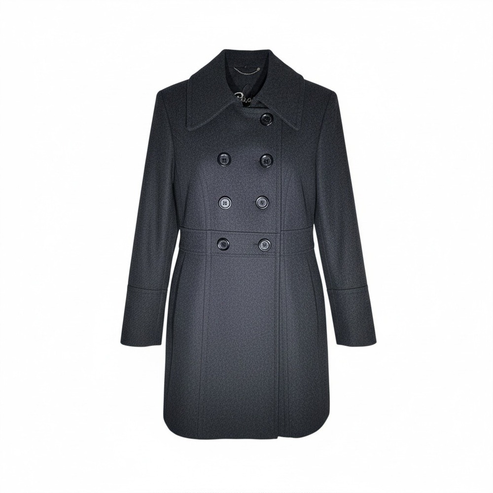 Guess Women's Peacoat Size Large Charcoal Wool Blend Double Breasted EUC